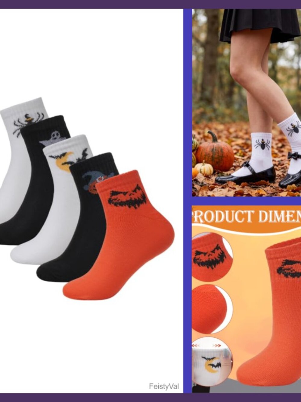 Halloween Socks 5 Pack Funny Ankle Socks Polyester Spandex Women
